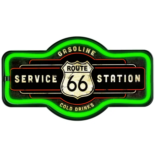 enseigne à éclairage leds route 66 station