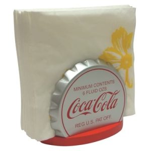 Porte serviette de la marque coca cola en forme de capsule de bouteille