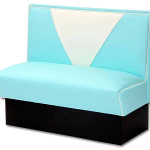 Banquette de restaurant americain vintage turquoise et blanche de diner