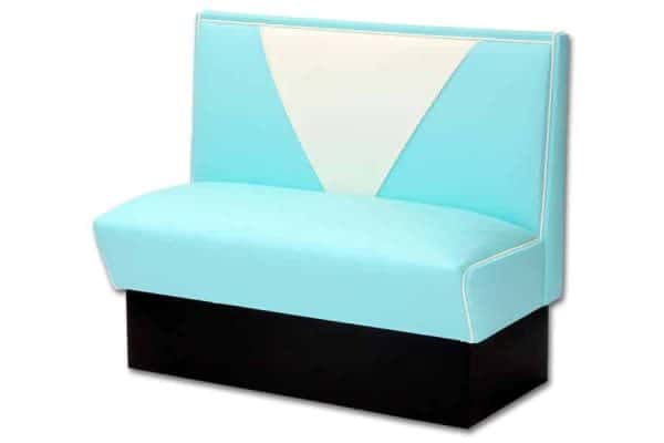 Banquette de restaurant americain vintage turquoise et blanche de diner