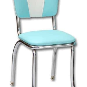 Chaise de restaurant americain vintage turquoise et blanche de diner