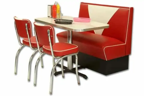 Coin repas de restaurant americain vintage rouge et blanc