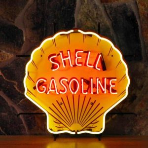 Shell neon publicitaire en verre