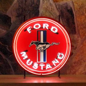 Ford Mustang neon publicitaire en verre