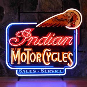 Indian motorcycles neon publicitaire en verre