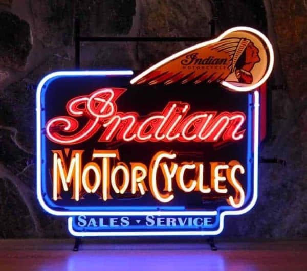 Indian motorcycles neon publicitaire en verre