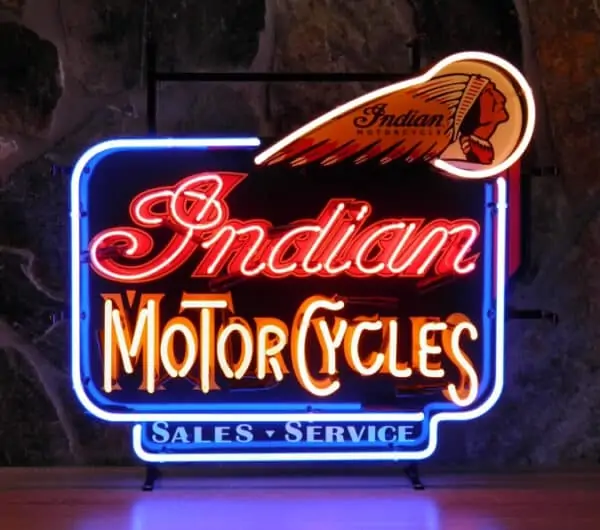 Indian motorcycles neon publicitaire en verre