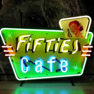 Fifties cafe neon publicitaire en verre