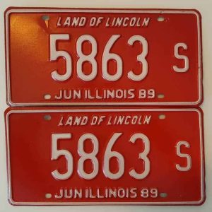 Illinois_A2Red_PAIRE Plaque d'immatriculation americaine authentique