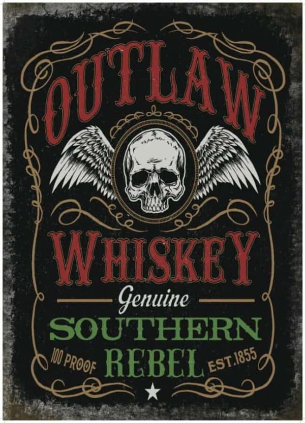Plaque publicitaire de décoration murale 80282 outlaw whiskey