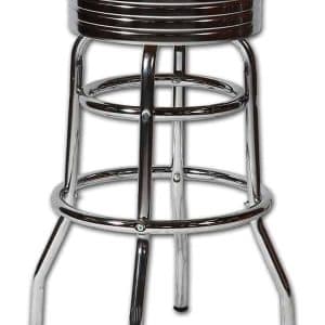 Tabouret de bar americain au design chrome retro et vintage rouge