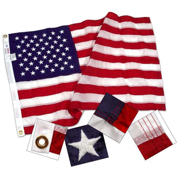 Vente en gros prix drapeaux américains Heavy Duty Brodé Nylon États-Unis drapeaux