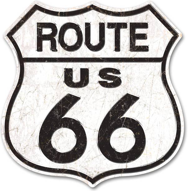 plaque d'immatriculation route 66 sur drapeau des USA