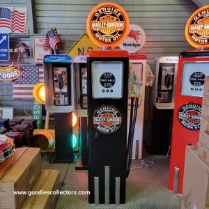 pompe à essence américaine avec opaline en verre harley davidson noire "tall" 205cm