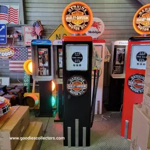 pompe à essence américaine avec opaline en verre harley davidson noire "tall" 205cm