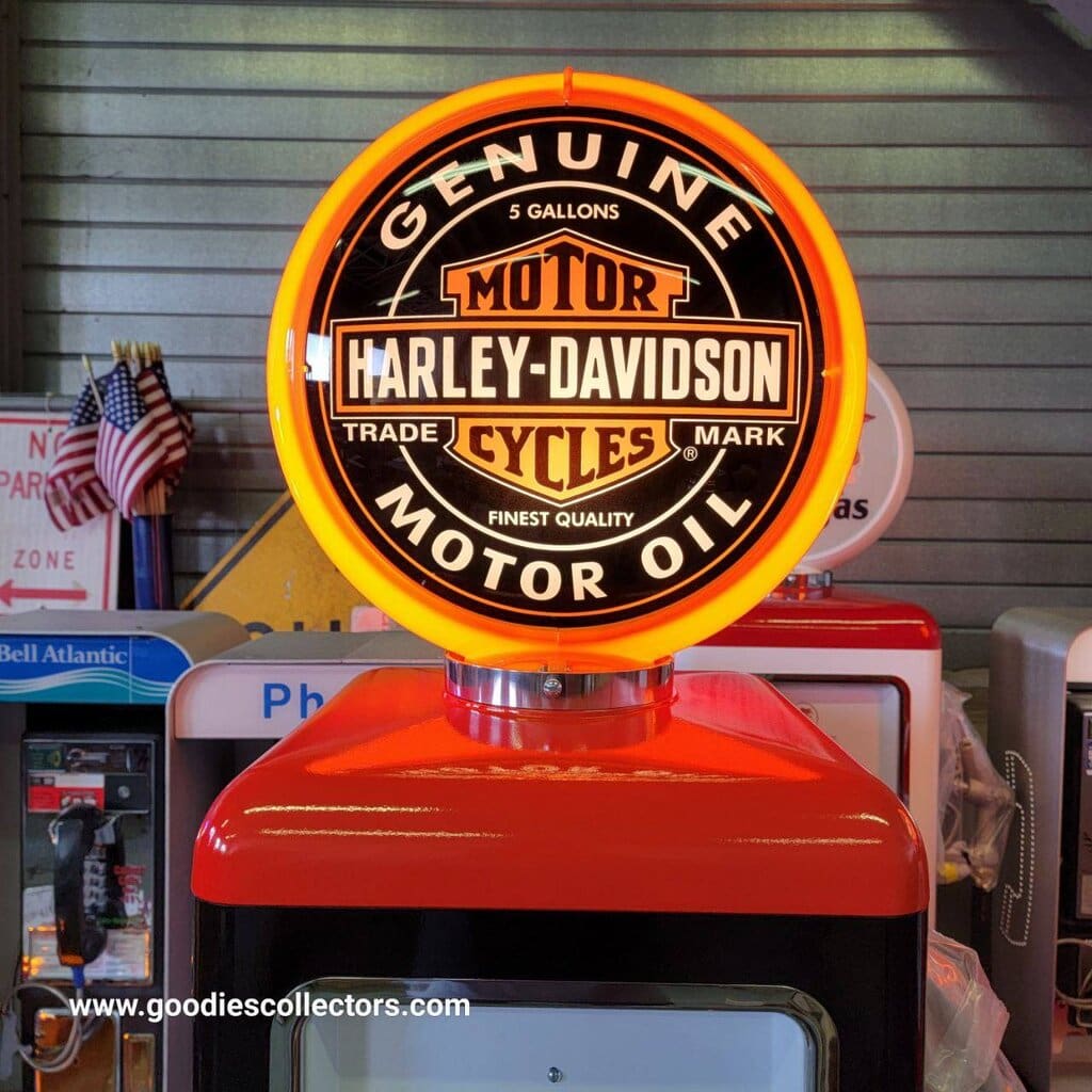 pompe à essence américaine avec opaline en verre harley davidson noire "tall" 205cm