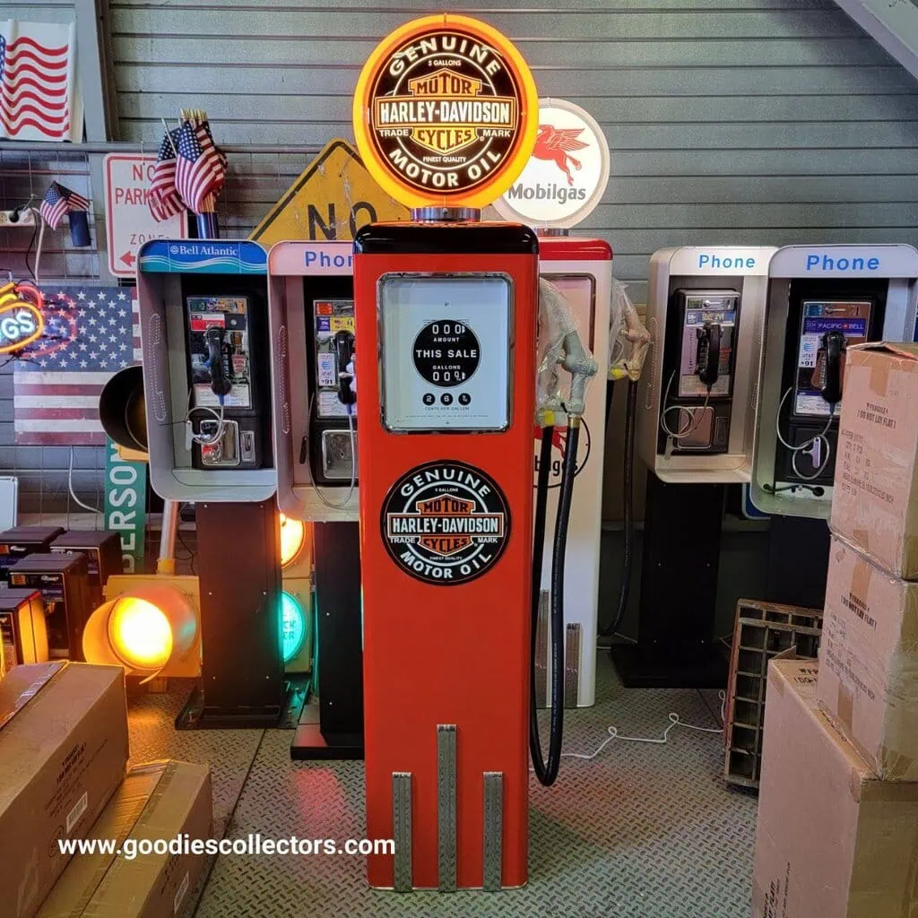 pompe à essence américaine avec opaline en verre harley davidson noire "tall" 205cm