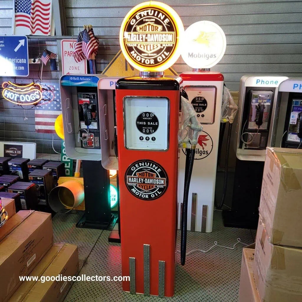 pompe à essence américaine avec opaline en verre harley davidson noire "tall" 205cm