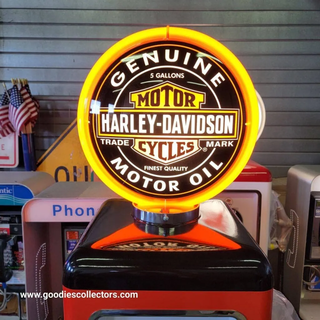 pompe à essence américaine avec opaline en verre harley davidson noire "tall" 205cm