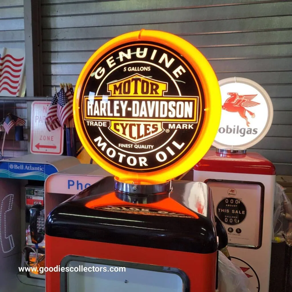 pompe à essence américaine avec opaline en verre harley davidson noire "tall" 205cm