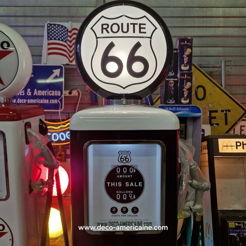 pompe à essence américaine avec opaline en verre route 66 "tall" 205cm