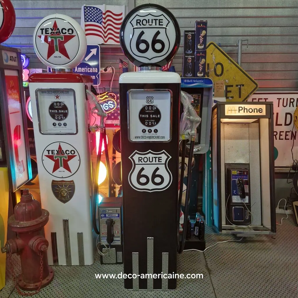 pompe à essence américaine avec opaline en verre route 66 "tall" 205cm