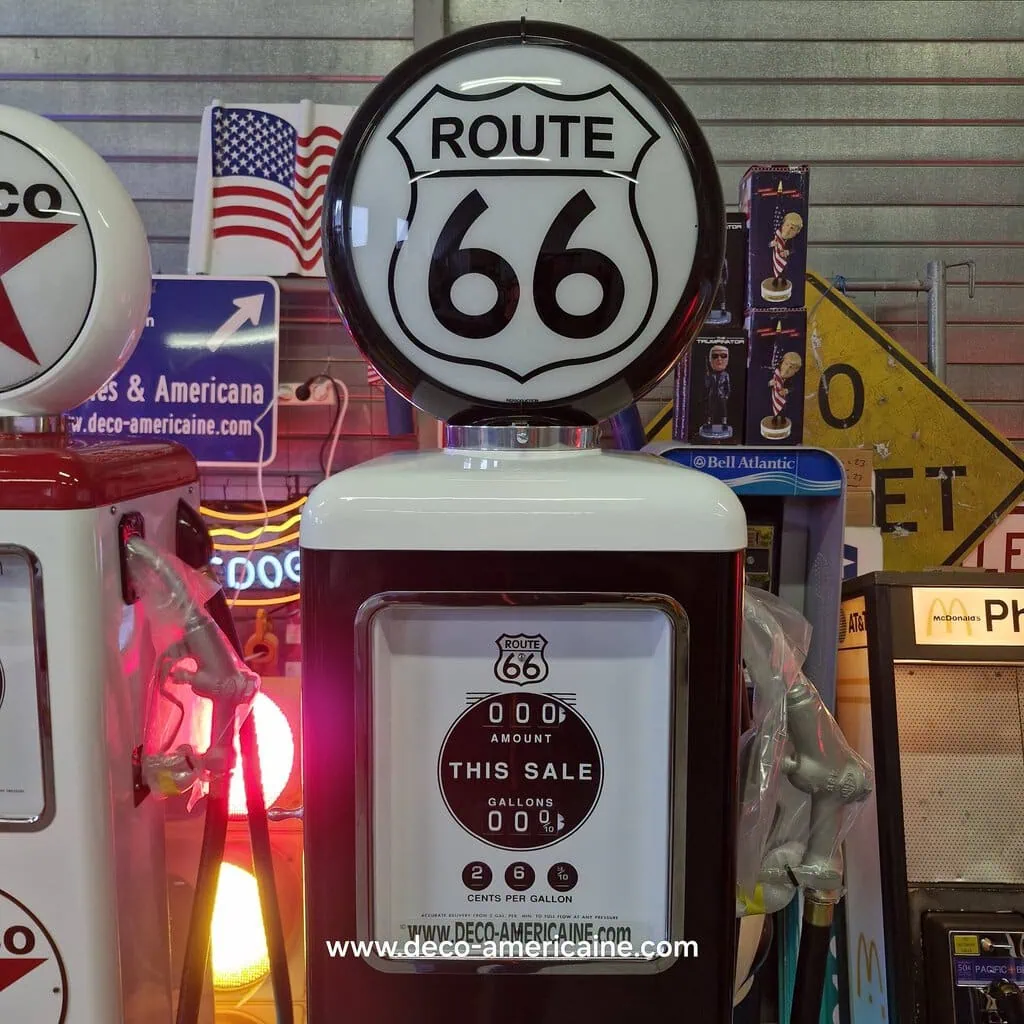 pompe à essence américaine avec opaline en verre route 66 "tall" 205cm