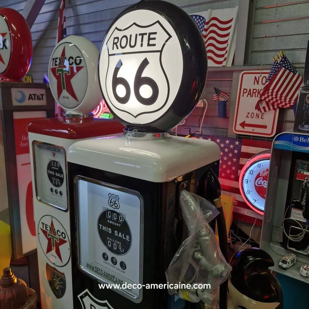 pompe à essence américaine avec opaline en verre route 66 "tall" 205cm