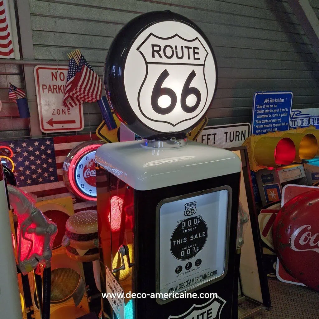 pompe à essence américaine avec opaline en verre route 66 "tall" 205cm