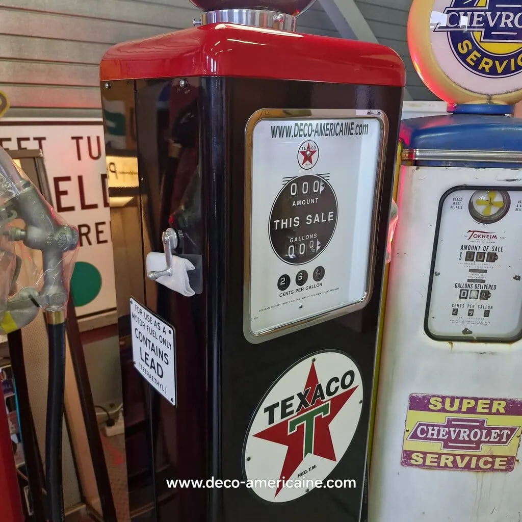 pompe à essence américaine avec opaline en verre texaco "tall" 205cm