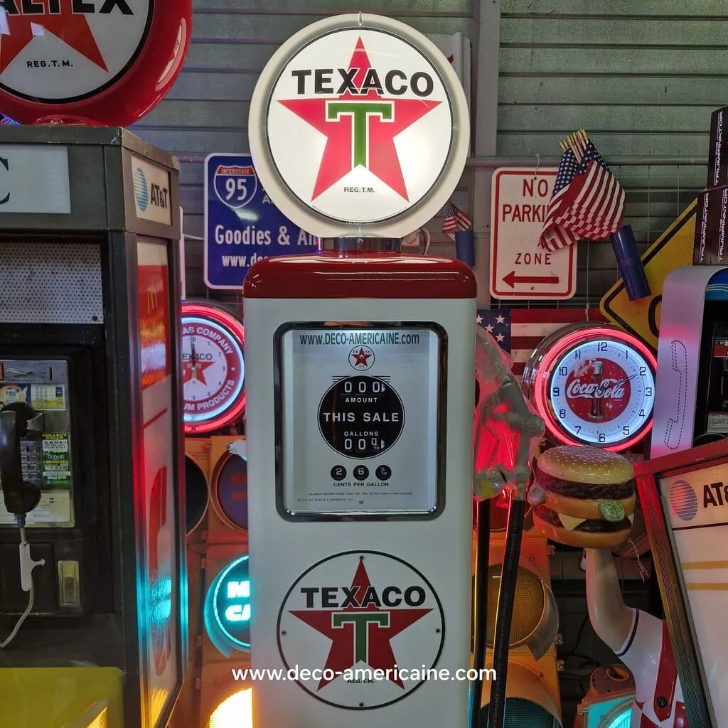 pompe à essence américaine avec opaline en verre texaco "tall" 205cm