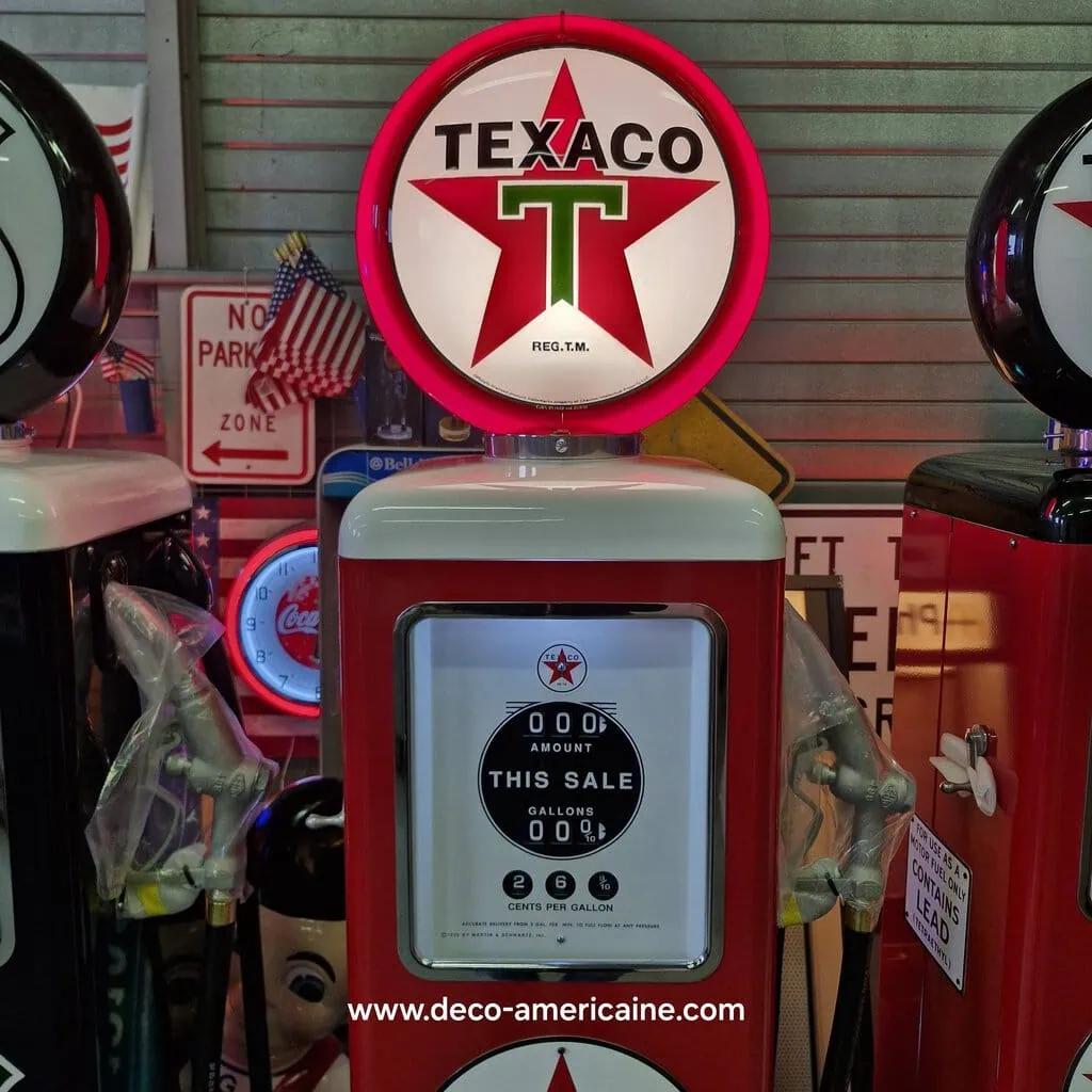 pompe à essence américaine avec opaline en verre texaco "tall" 205cm