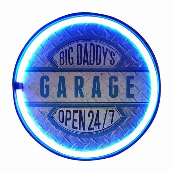 Enseigne neon led decoration americaine murale Big Daddy's Garage