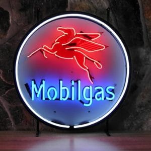 ENT 8275 Mobilgas neon publicitaire en verre