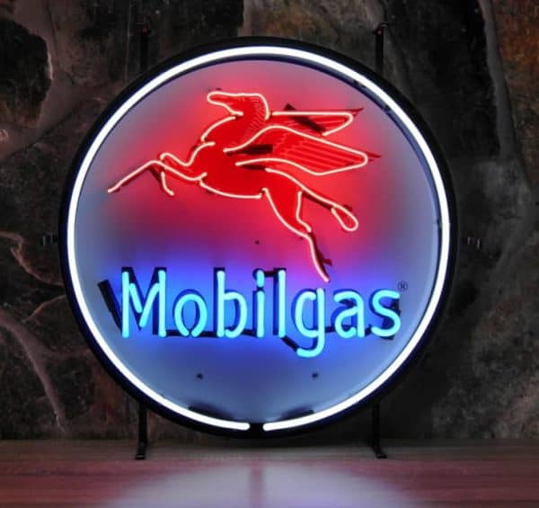 ENT 8275 Mobilgas neon publicitaire en verre