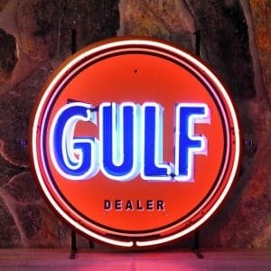 ENT 8346 Gulf dealer neon publicitaire en verre