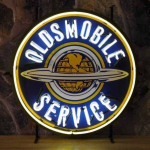 ENT 8354 Oldsmobile Global service neon publicitaire en verre