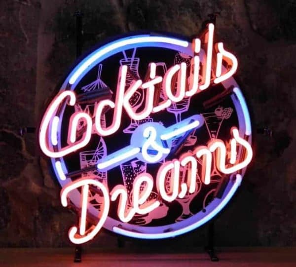 ENT 8365 Cocktails & Dreams neon publicitaire en verre