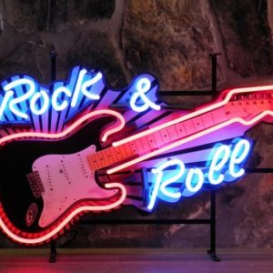 ENT 8369 Rock n Roll guitar neon publicitaire en verre