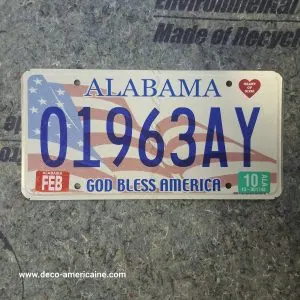 plaque d'immatriculation américaine alabama usa flag