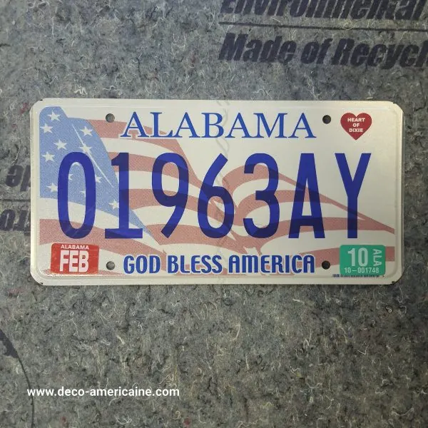 plaque d'immatriculation américaine alabama usa flag