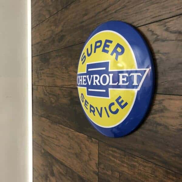 Plaque publicitaire bombée Chevrolet Super Service