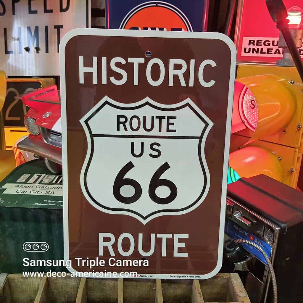 Plaque Métal Vintage Route 66 Avec Panneaux De Signalisation