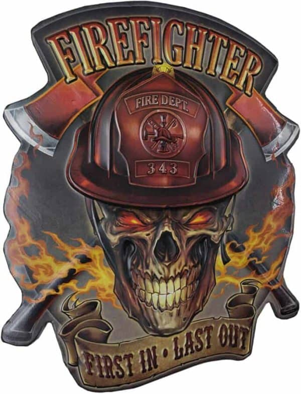 Firefighter Shaped Embossed Sign 191557