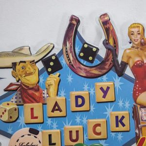 Lady Luck Shaped Embossed Sign 257264 1