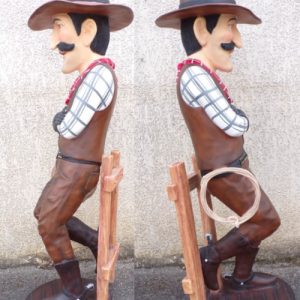 Statue Cow Boy Cartoon Fence Sv C173 1