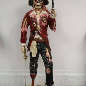 Statue d'un Pirate Squelette avec épée et pistolet