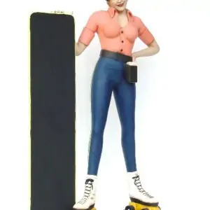 Serveuse En Roller Avec Ardoise Porte Menu Style American Graffiti St 2037 Statue Grandeur Nature En Resine Et Fibre De Verre Statue Taille Reelle Vente Et Location