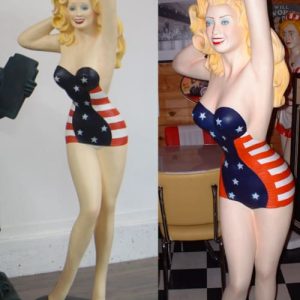 Statue Pin Up Usa Fifties Drapeau Usa