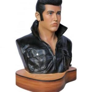 Buste Elvis Veste En Cuir Sur Socle En Forme De Guitare St2966